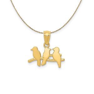 14k Yellow Gold Small Flock of Birds Necklace - 16 Inch